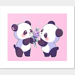 Valentine Pandas Posters and Art